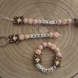 Voorbeeld speenkoord, bijtring en hanger set