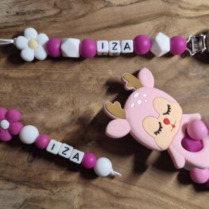 Voorbeeld speenkoord, bijtring en hanger set