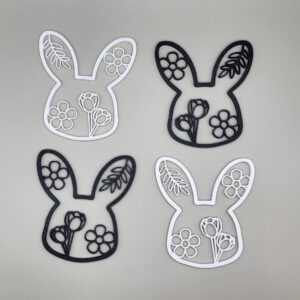 Set van 4 paashangers bloemenkonijn