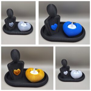 Plateau met beeldje + waxinelicht houder