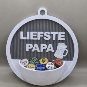 Cirkel met tekst + bakje om bierdopjes in te doen