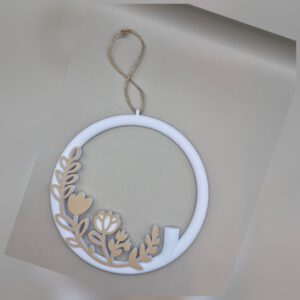 Decoratie ring met mini vaasje om nep bloemen in te doen