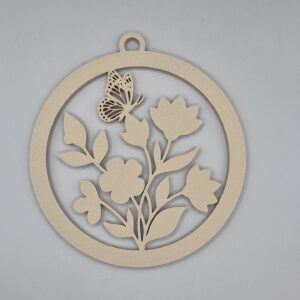 Bloemen + vlinder decoratie cirkel